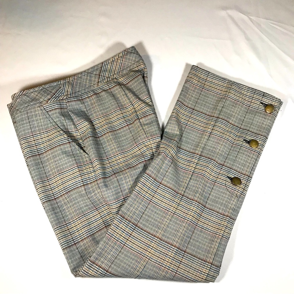 Trina Turk Los Angeles Black Red White Plaid Trouser Pants Size 8